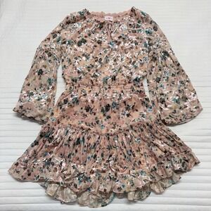 Buddy Love Women's Floral Print Elastic Waist Tiered Mini Dress Size Medium